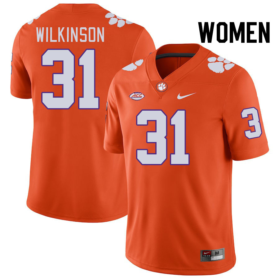 Women #31 Joe Wilkinson Clemson Tigers College Football Jerseys Stitched-Orange